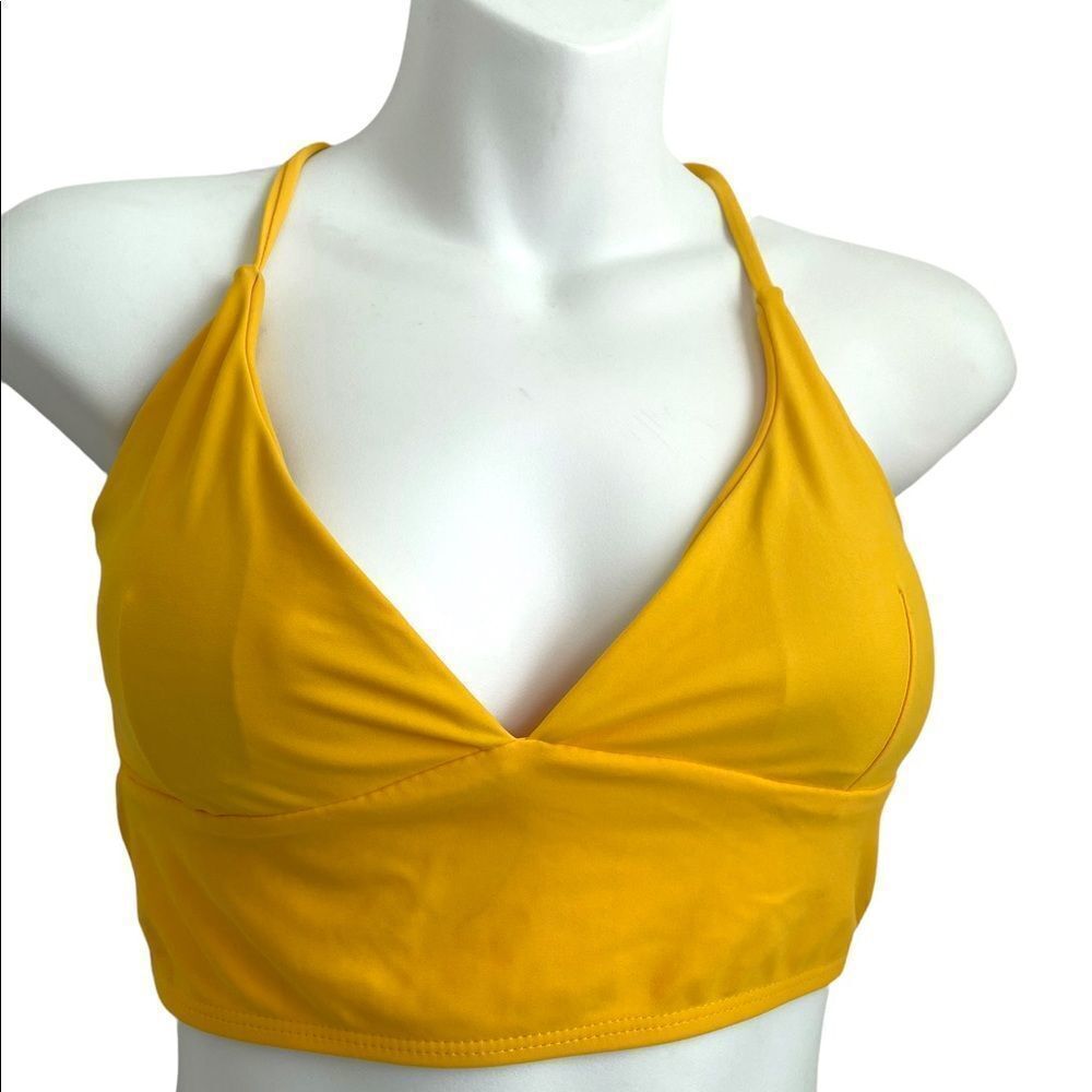 Shein Saffron Yellow Halter Bikini Top Size Medium